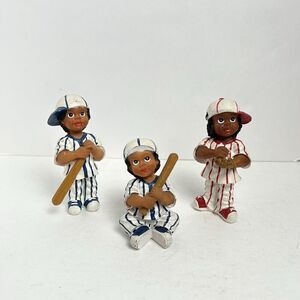 3 Porcelain Figurines USA Boy and Girls in baseball attire figurines